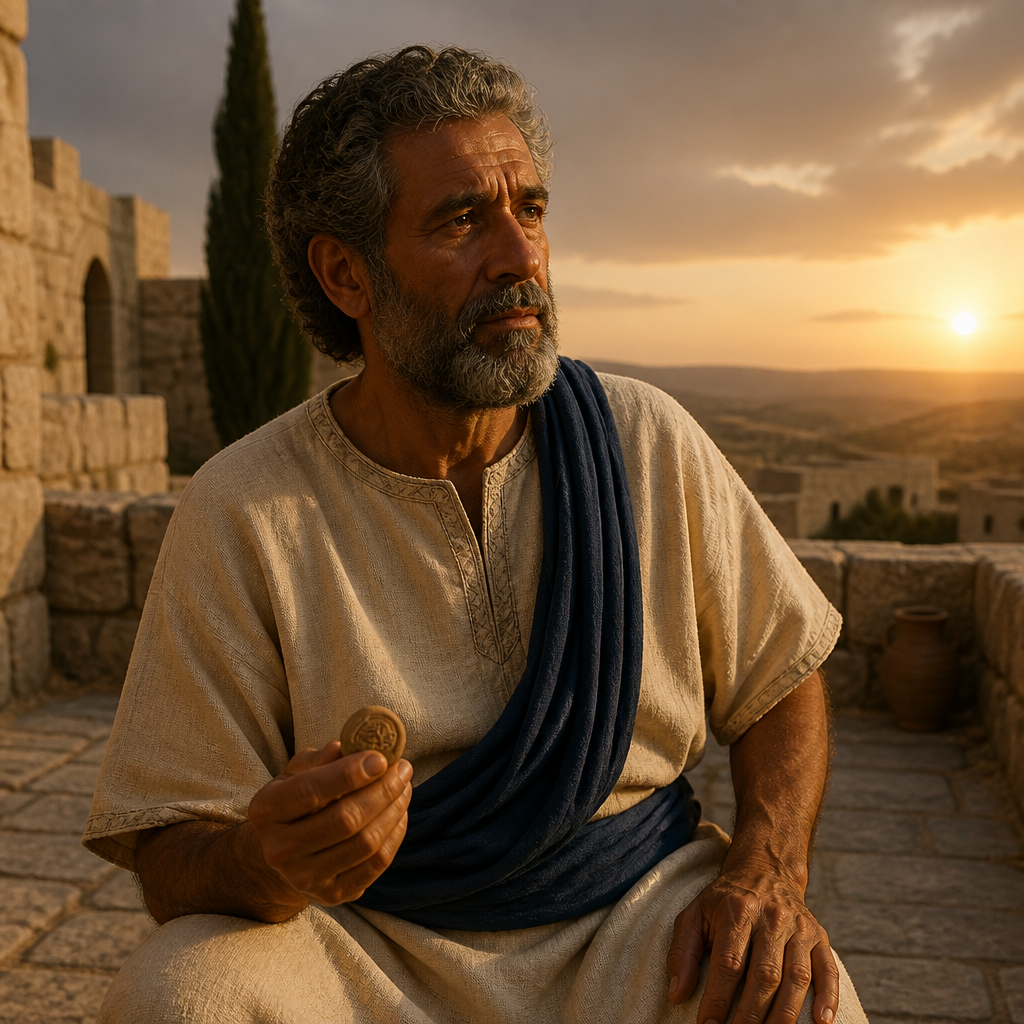 Oil-painting style portrait of Elah, Father of Hoshea, Father of Hoshea, the final king of the Northern Kingdom of Israel