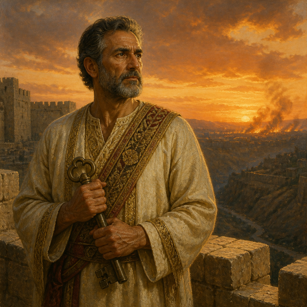 Oil-painting style portrait of Eliakim son of Hilkiah, Palace administrator for King Hezekiah who represented Judah during the Assyrian siege
