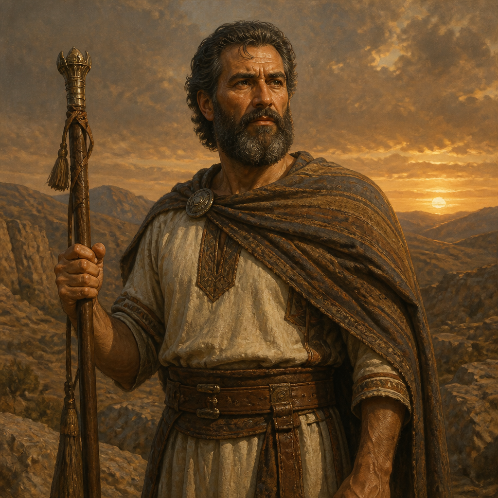 Oil-painting style portrait of Eliel, Chief of Manasseh, Tribal head and mighty man of valor from the half-tribe of Manasseh
