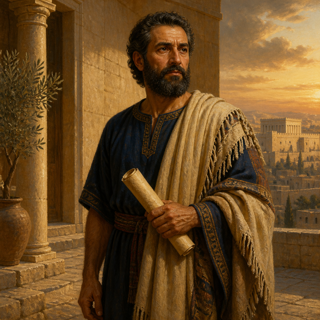 Oil-painting style portrait of Eliel, Son of Shashak, Benjamite leader and son of Shashak listed in the genealogies of 1 Chronicles