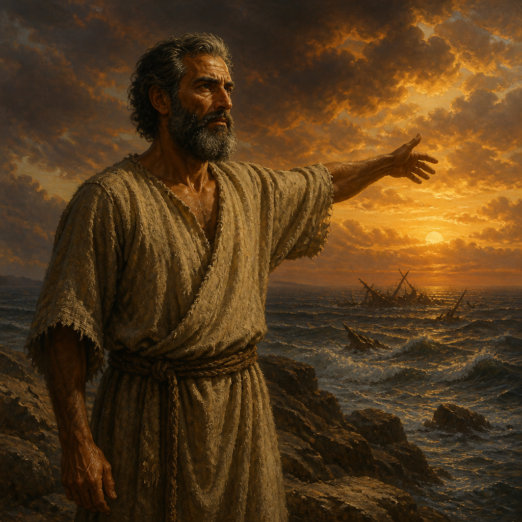 Oil-painting style portrait of Eliezer, Son of Dodavahu, Prophet who condemned King Jehoshaphat's alliance with King Ahaziah