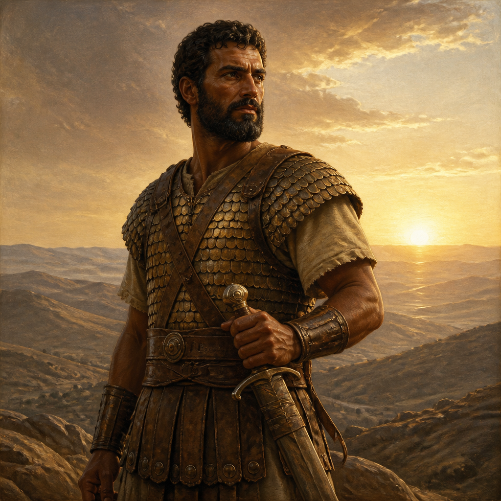 Oil-painting style portrait of Eliphal, Warrior among King David's mighty men and son of Ur