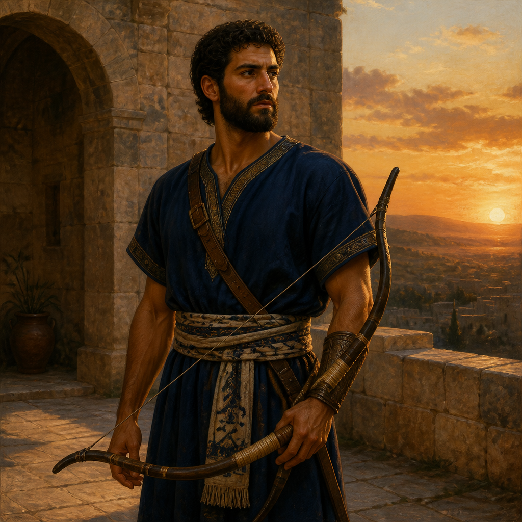 Oil-painting style portrait of Eliphelet, Descendant of Saul, Descendant of King Saul mentioned in the Benjamite genealogies of the Divided Monarchy