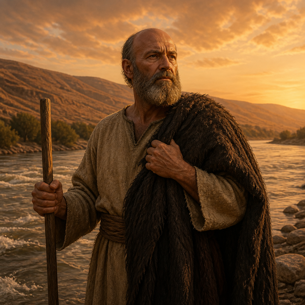 Oil-painting style portrait of Elisha, Prophet who succeeded Elijah and performed many miracles including raising the dead and healing Naaman the leper