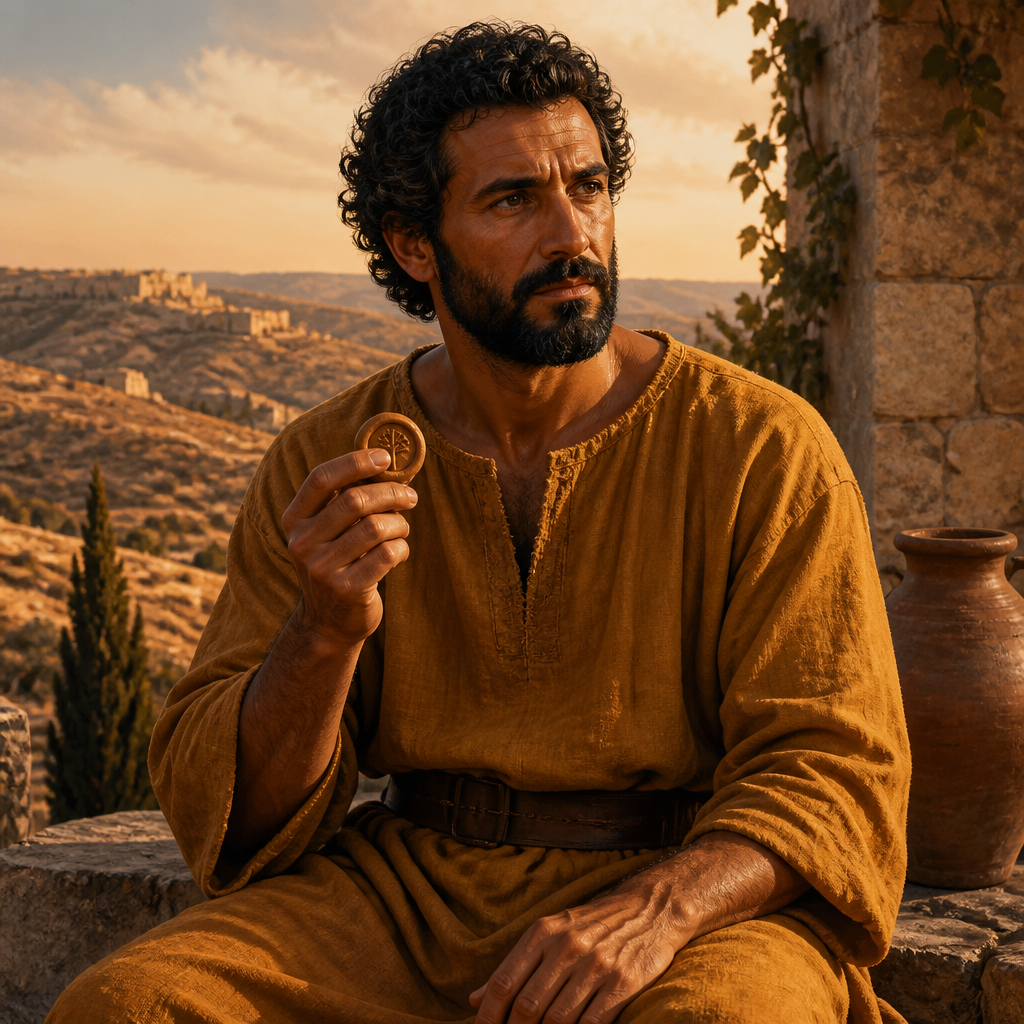 Oil-painting style portrait of Elishama, Son of Jekamiah, Descendant of the tribe of Judah listed in the genealogy of 1 Chronicles 2