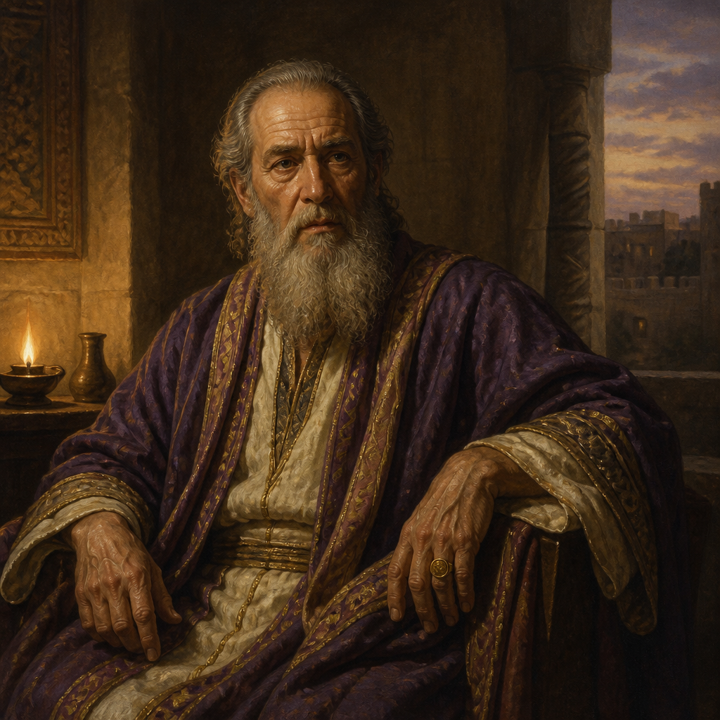 Oil-painting style portrait of Elishama, Ancestor of Ishmael, Royal ancestor of Ishmael who assassinated the governor Gedaliah
