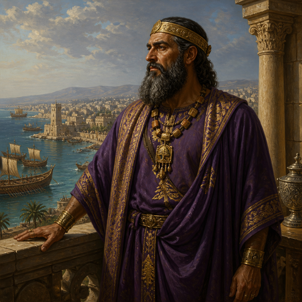 Oil-painting style portrait of Ethbaal, King of the Sidonians and father of Queen Jezebel