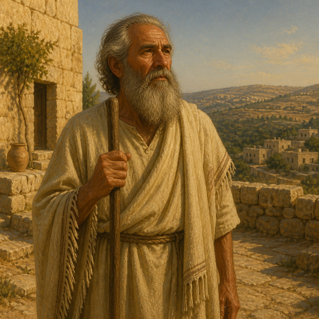 Oil-painting style portrait of Shallum (Father of Hilkiah), Uncle of the prophet Jeremiah whose son sold a field to the prophet as a sign of hope