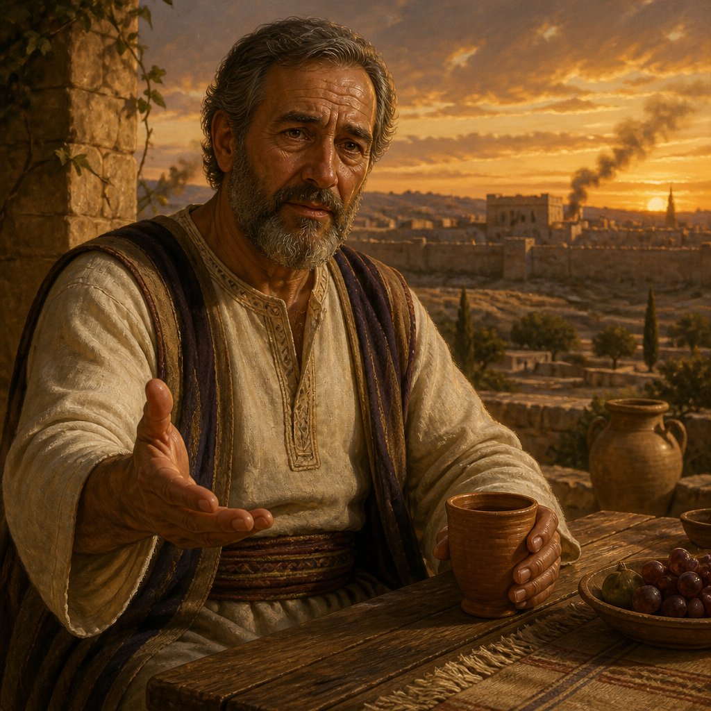 Oil-painting style portrait of Gedaliah, Governor of Judah, Governor of Judah appointed by Babylon who was assassinated at Mizpah