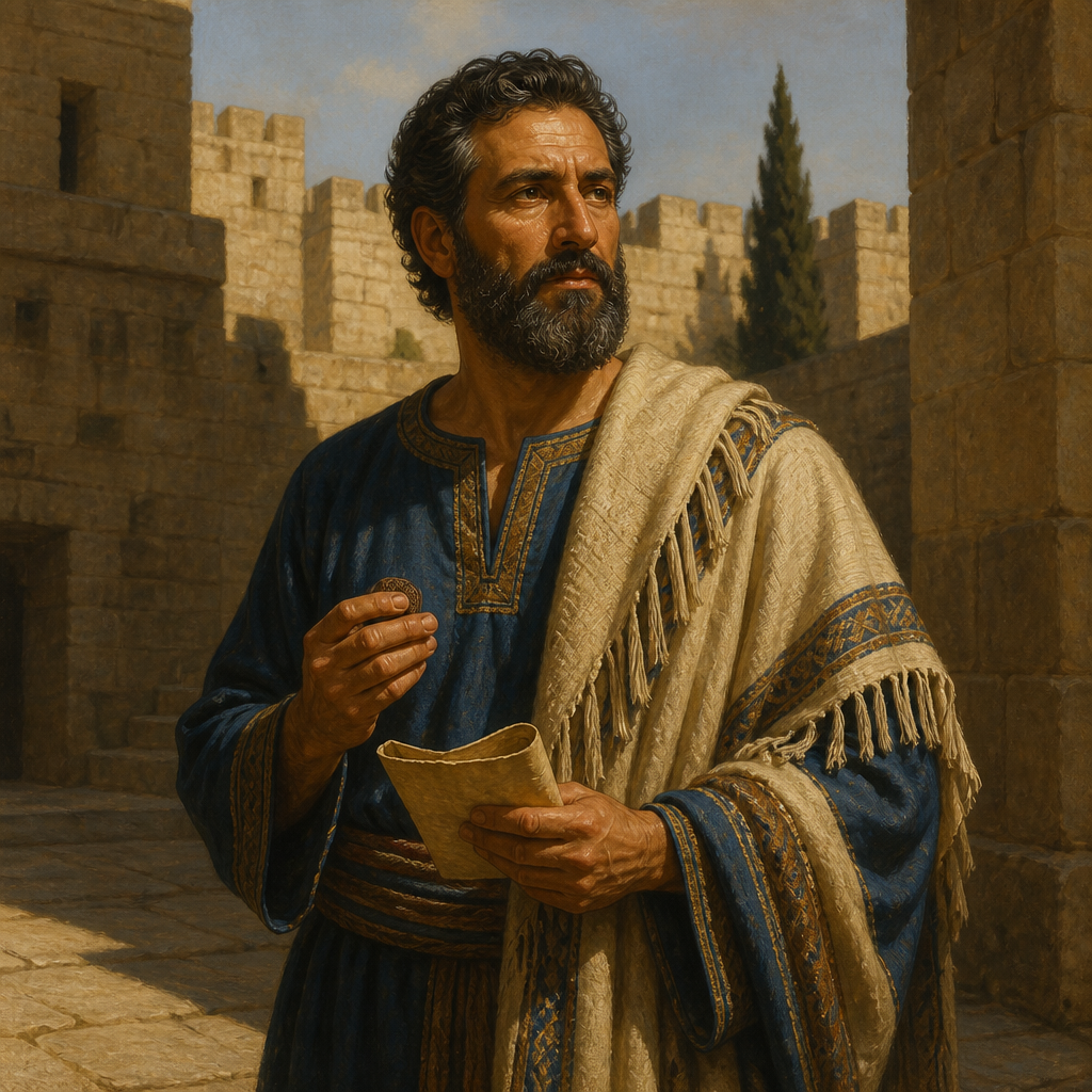Oil-painting style portrait of Gedaliah, Great-Grandfather of Zephaniah, Great-grandfather of the prophet Zephaniah mentioned in his genealogy
