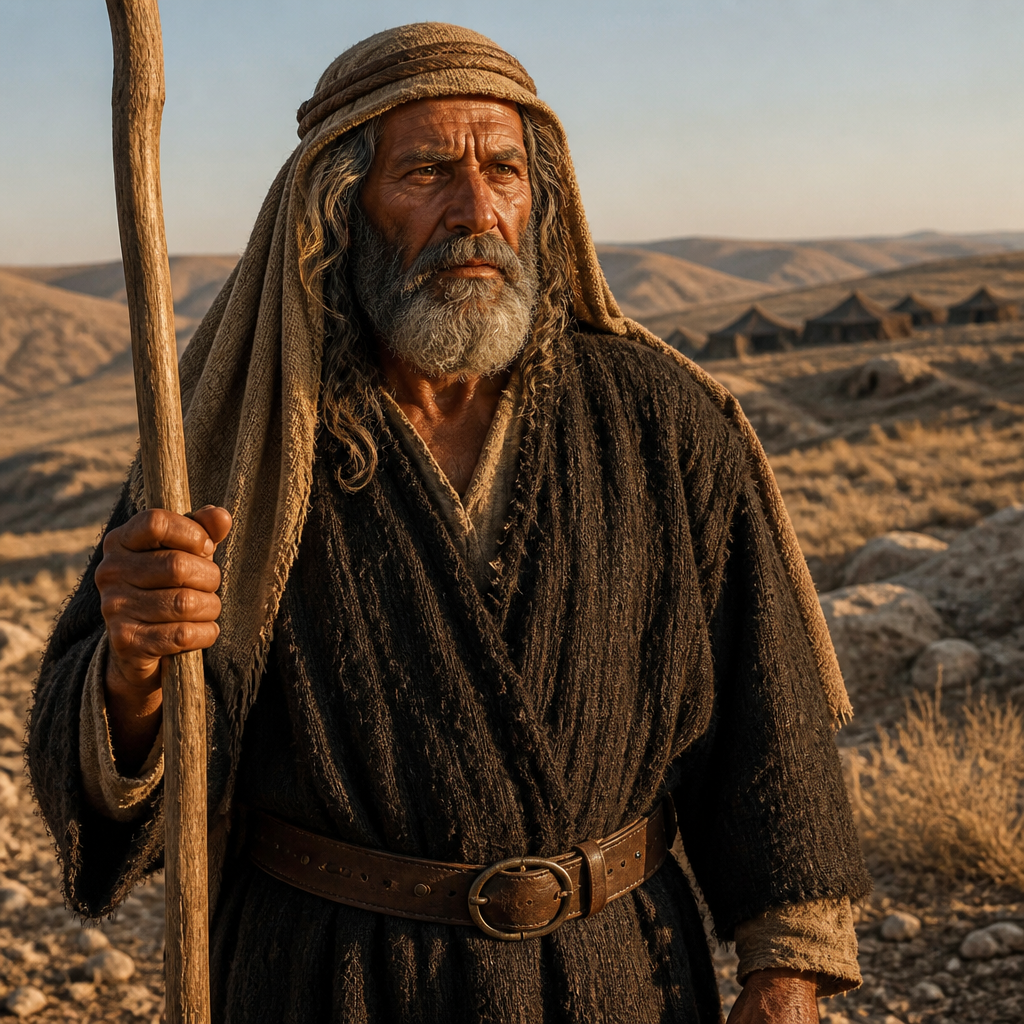 Oil-painting style portrait of Hagri, father of Mibhar, one of David’s mighty men