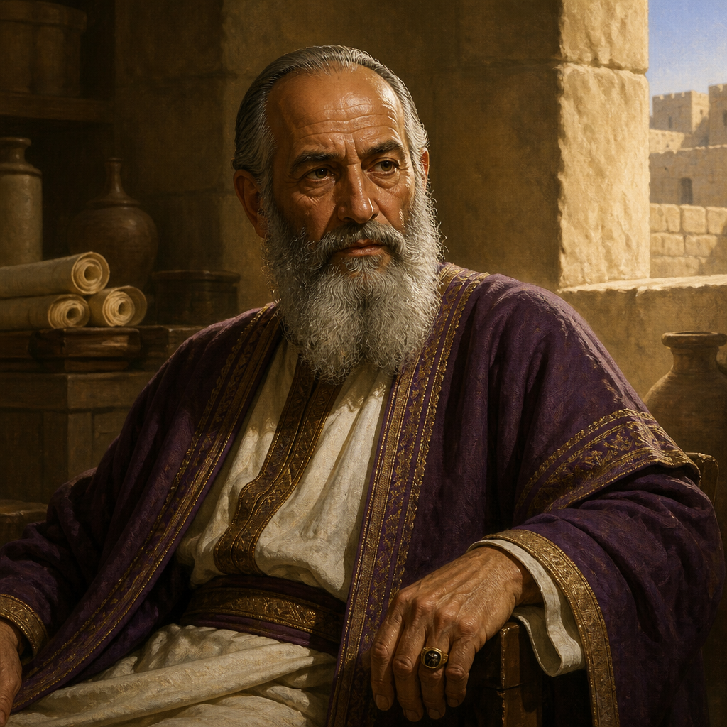 Oil-painting style portrait of Hammelech, Royal father of Jerahmeel and Malchijah during the time of Jeremiah