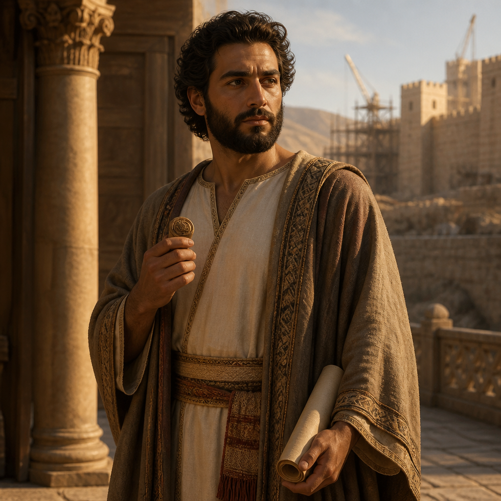 Oil-painting style portrait of Hananiah, Son of Zerubbabel, Davidic descendant and son of Zerubbabel the governor