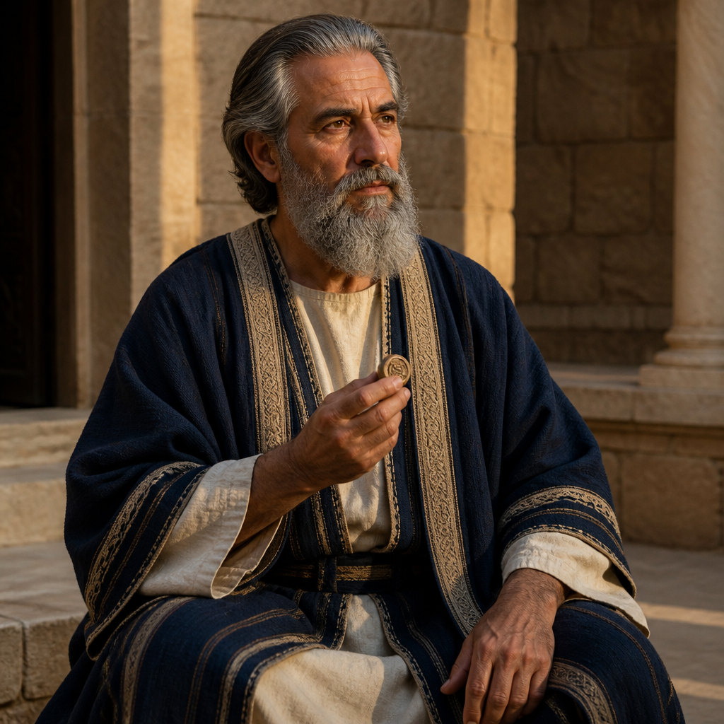 Oil-painting style portrait of Hananiah, Father of Zedekiah, father of the royal official Zedekiah