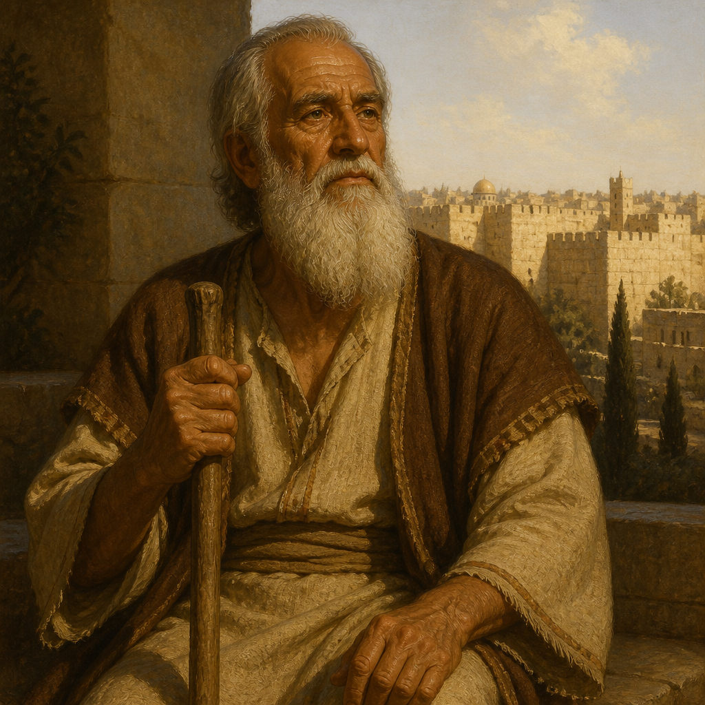 Oil-painting style portrait of Hananiah, Grandfather of Irijah, Grandfather of Irijah the captain of the guard