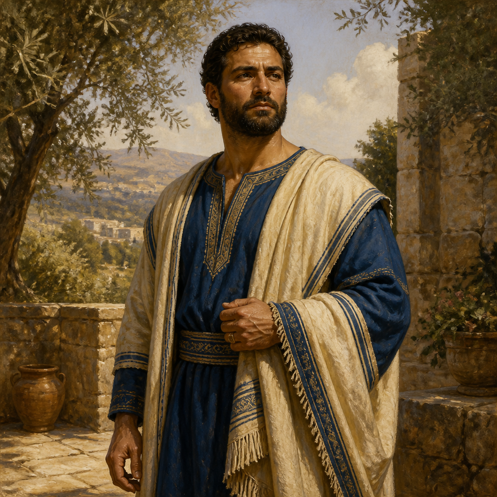 Oil-painting style portrait of Harnepher, Asherite descendant of Zophah mentioned in the genealogies of 1 Chronicles