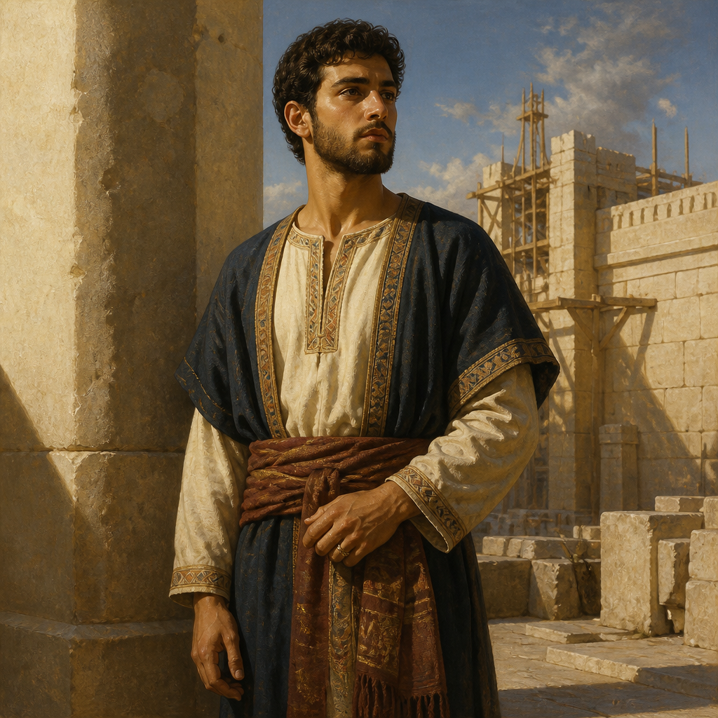 Oil-painting style portrait of Hasadiah, Son of Zerubbabel who preserved the Davidic lineage after the Babylonian exile