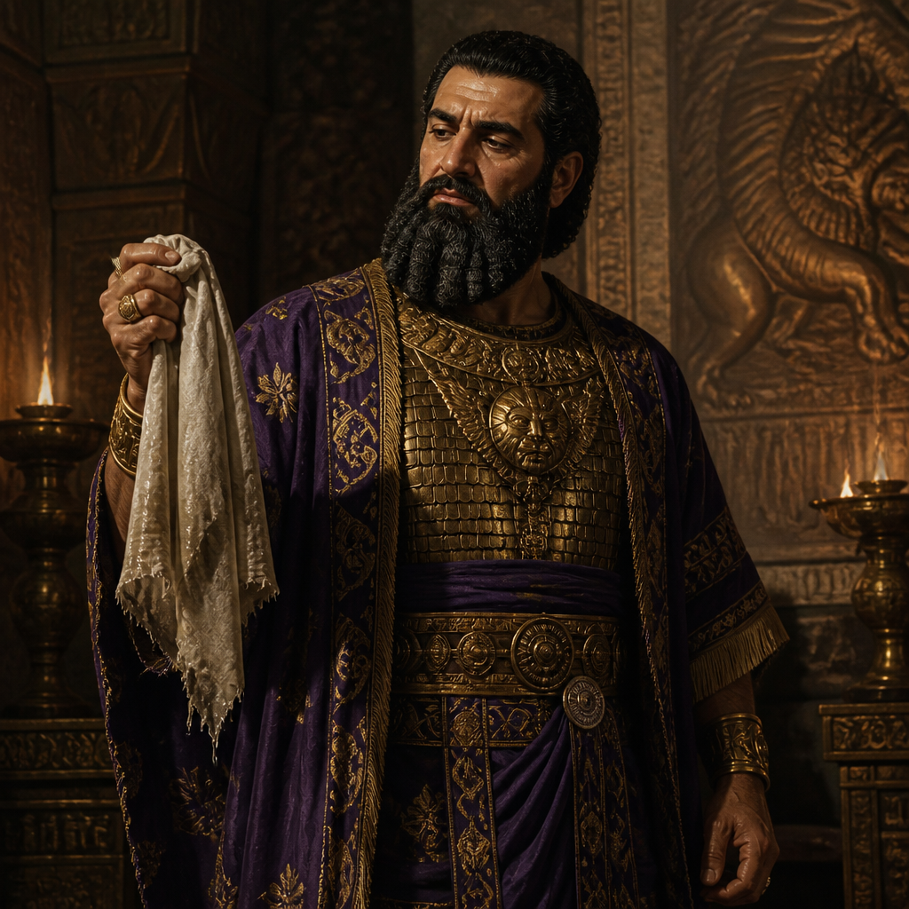 Oil-painting style portrait of Hazael, King of Aram who oppressed Israel and was anointed at the command of God to Elijah