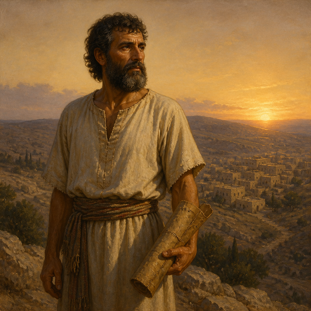 Oil-painting style portrait of Heber, Son of Mered, Son of Mered who is recorded as the father of the settlement of Soco