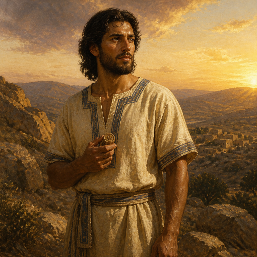 Oil-painting style portrait of Hepher, Son of Ashhur, Son of Ashhur and Naarah listed in the Judean genealogies