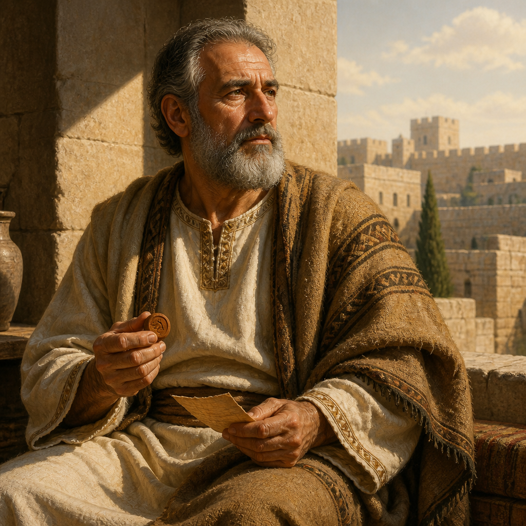 Oil-painting style portrait of Hilkiah, Father of Eliakim, father of Eliakim the palace administrator