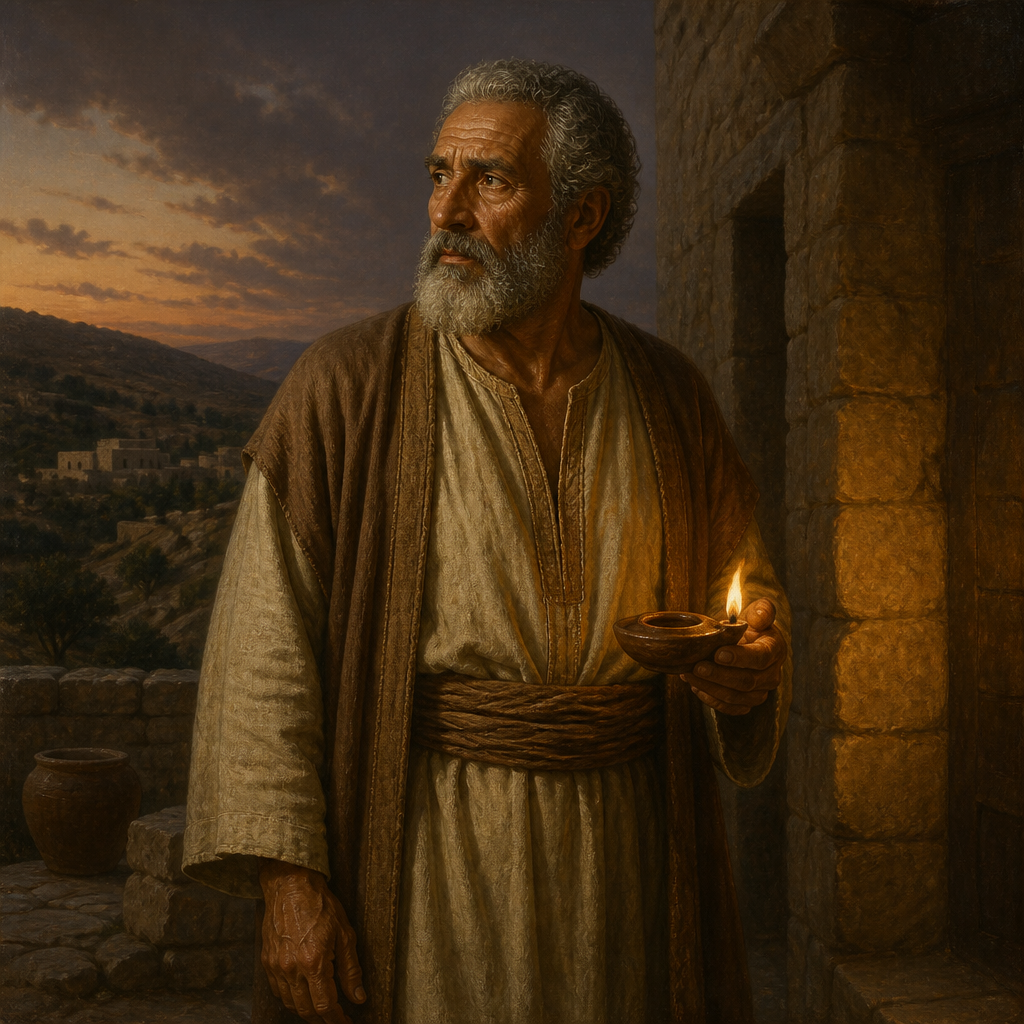 Oil-painting style portrait of Hilkiah, Father of Jeremiah, Priest of Anathoth and the father of the prophet Jeremiah
