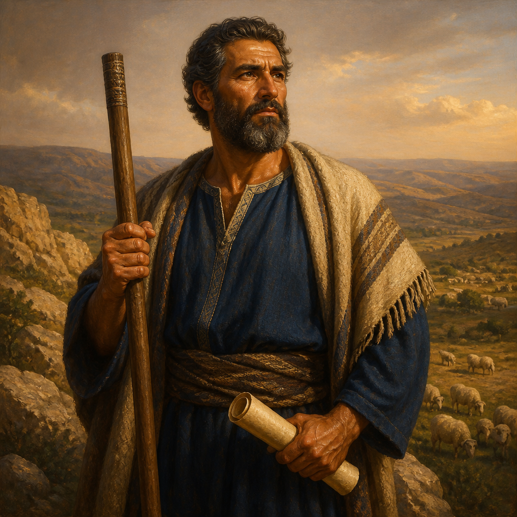 Oil-painting style portrait of Iddo, son of Zechariah, Tribal leader of the half-tribe of Manasseh in Gilead under King David