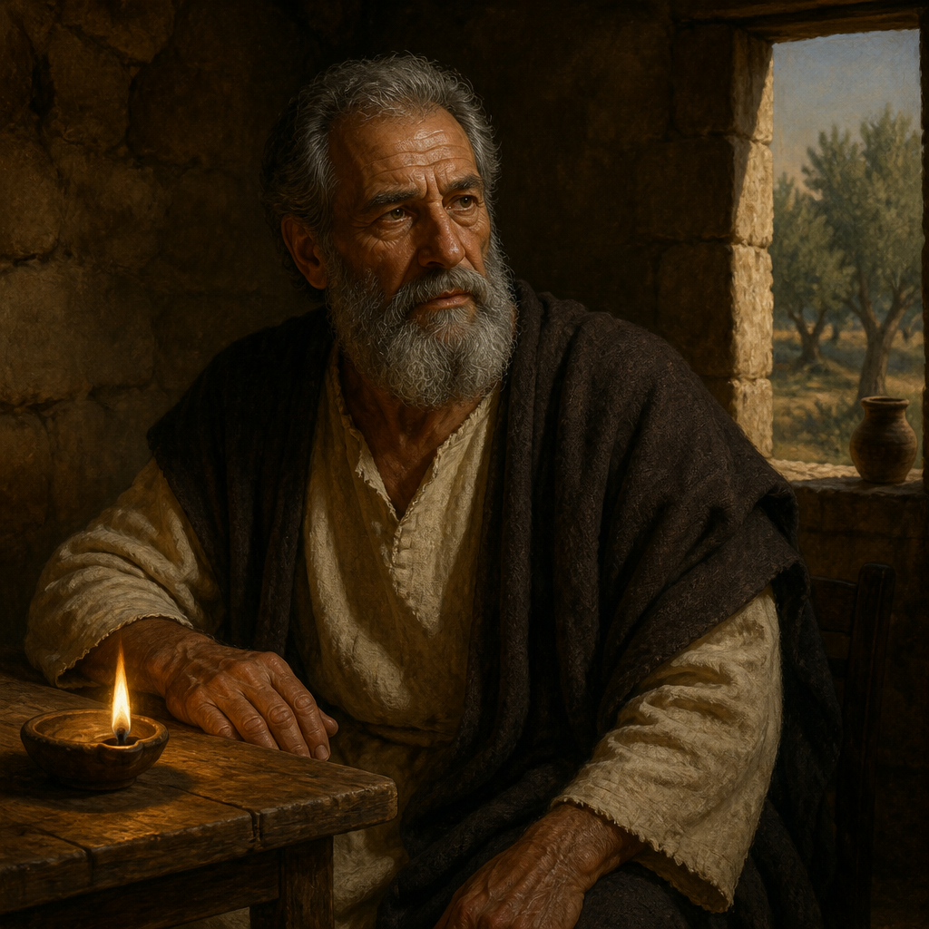 Oil-painting style portrait of Imlah, Father of the prophet Micaiah