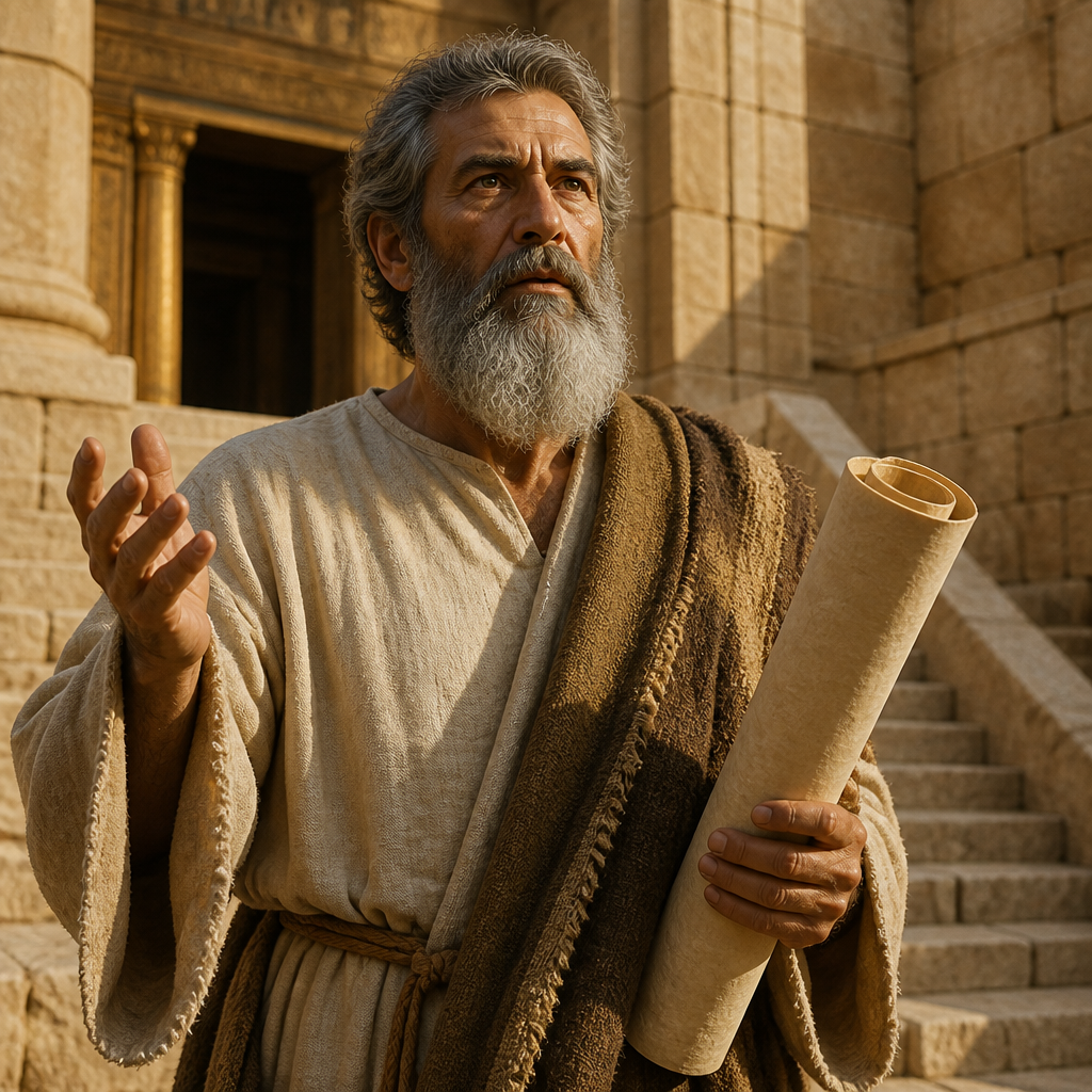 Oil-painting style portrait of Isaiah, Prophet who advised King Hezekiah and foretold the coming of the Messiah