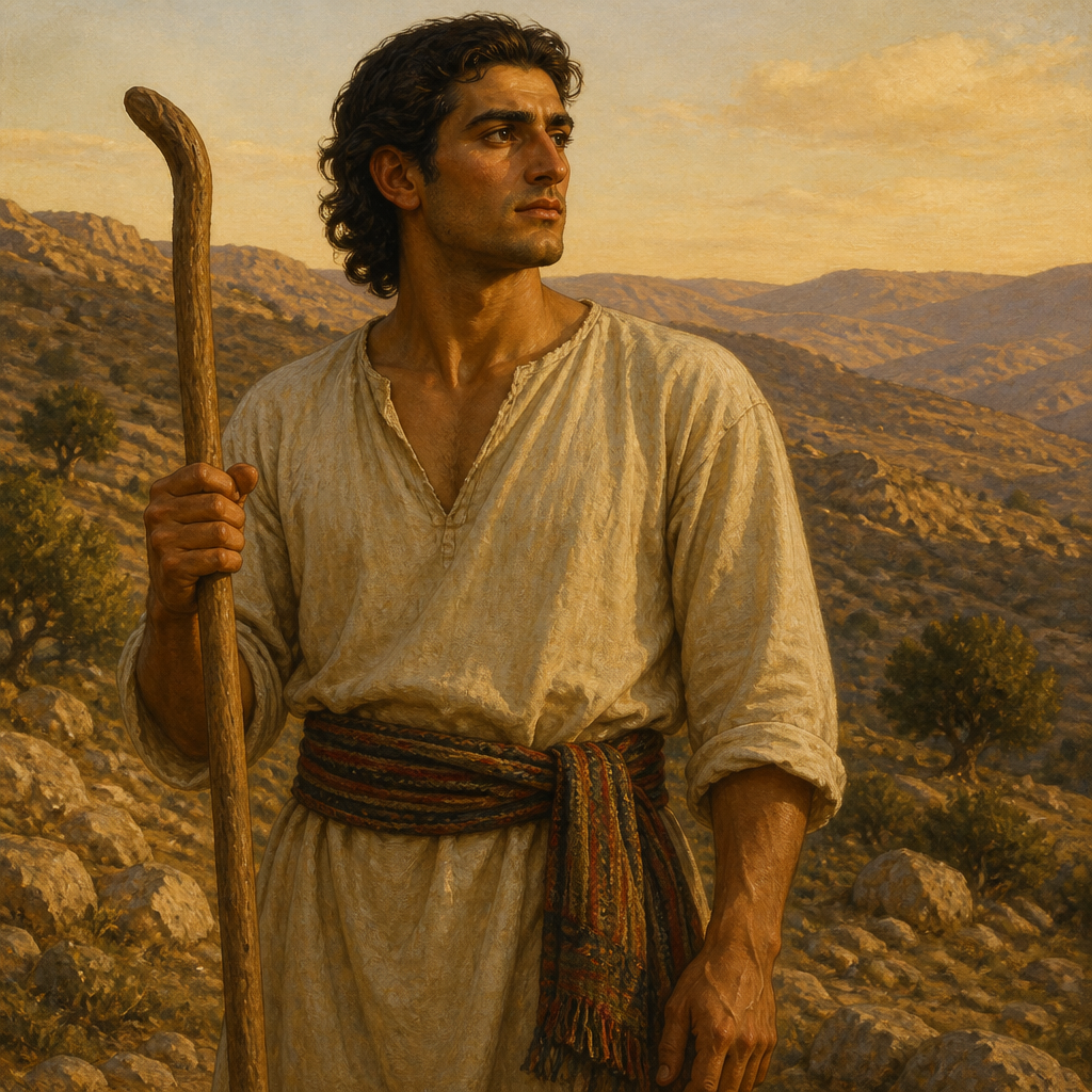 Oil-painting style portrait of Ishhod, Son of Hammolecheth mentioned in the genealogies of Manasseh