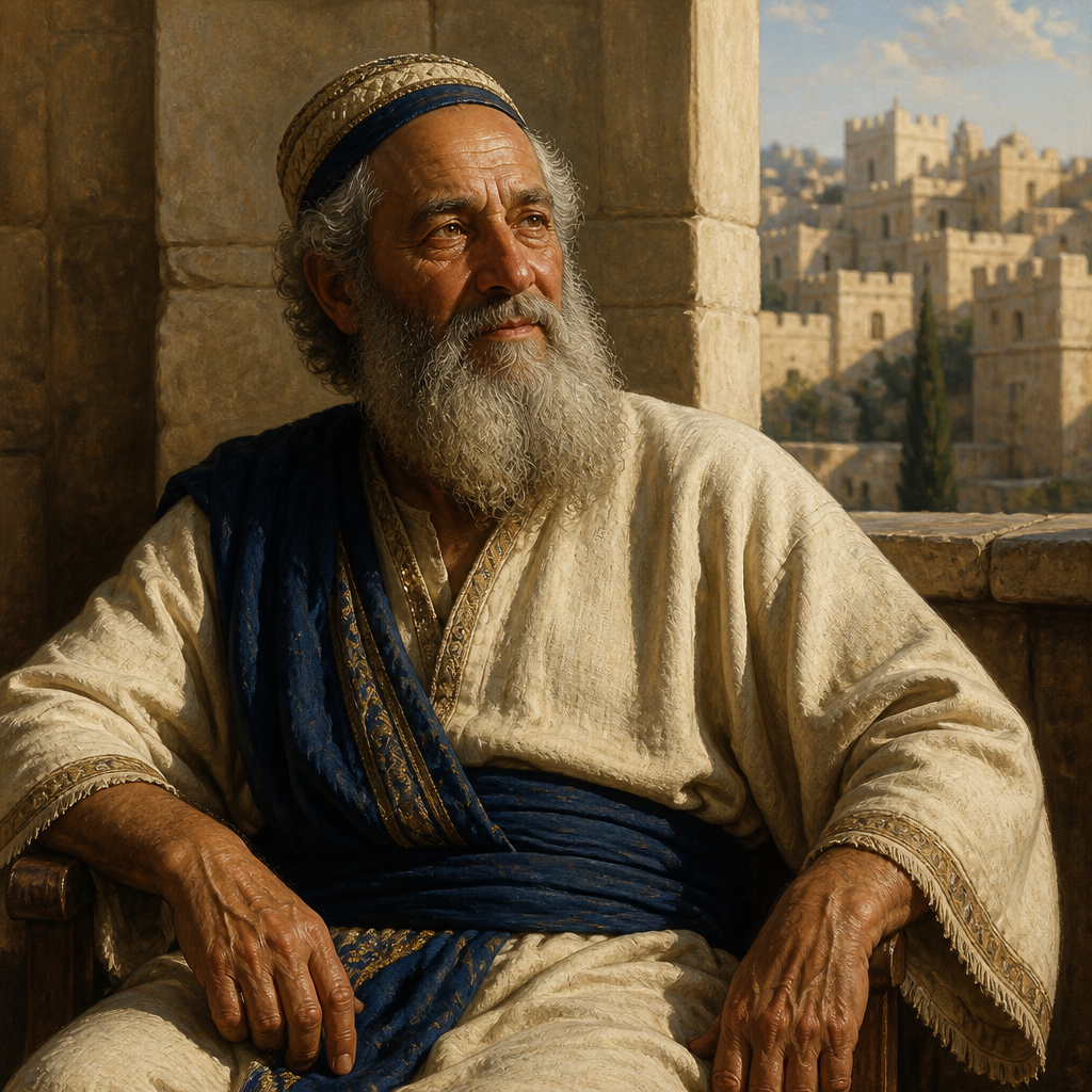 Oil-painting style portrait of Ishmael, father of Zebadiah, father of Zebadiah the ruler of the house of Judah