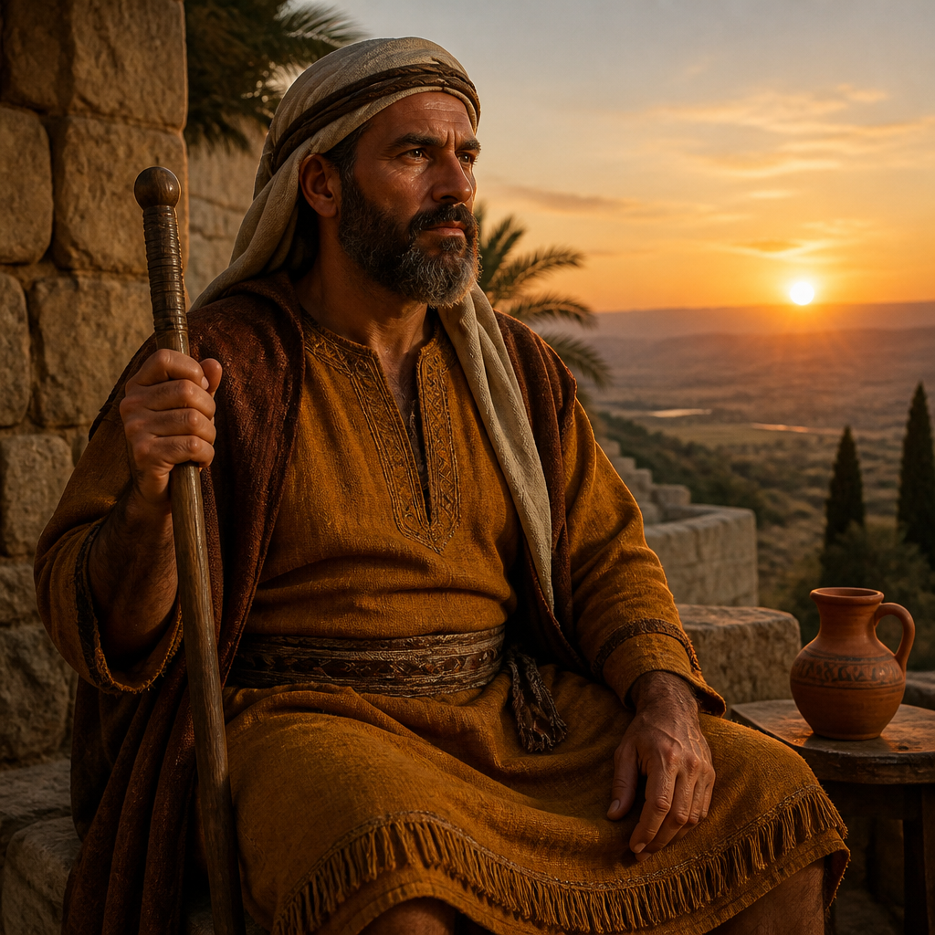 Oil-painting style portrait of Izrahiah, Chief of the tribe of Issachar and father of four other chiefs