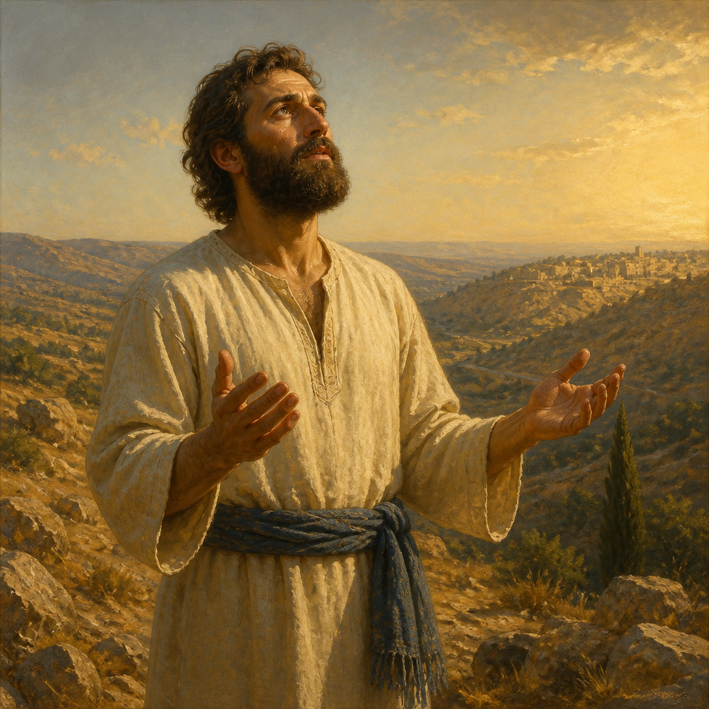 Oil-painting style portrait of Jabez, Man of Judah known for his honorable character and successful prayer to God