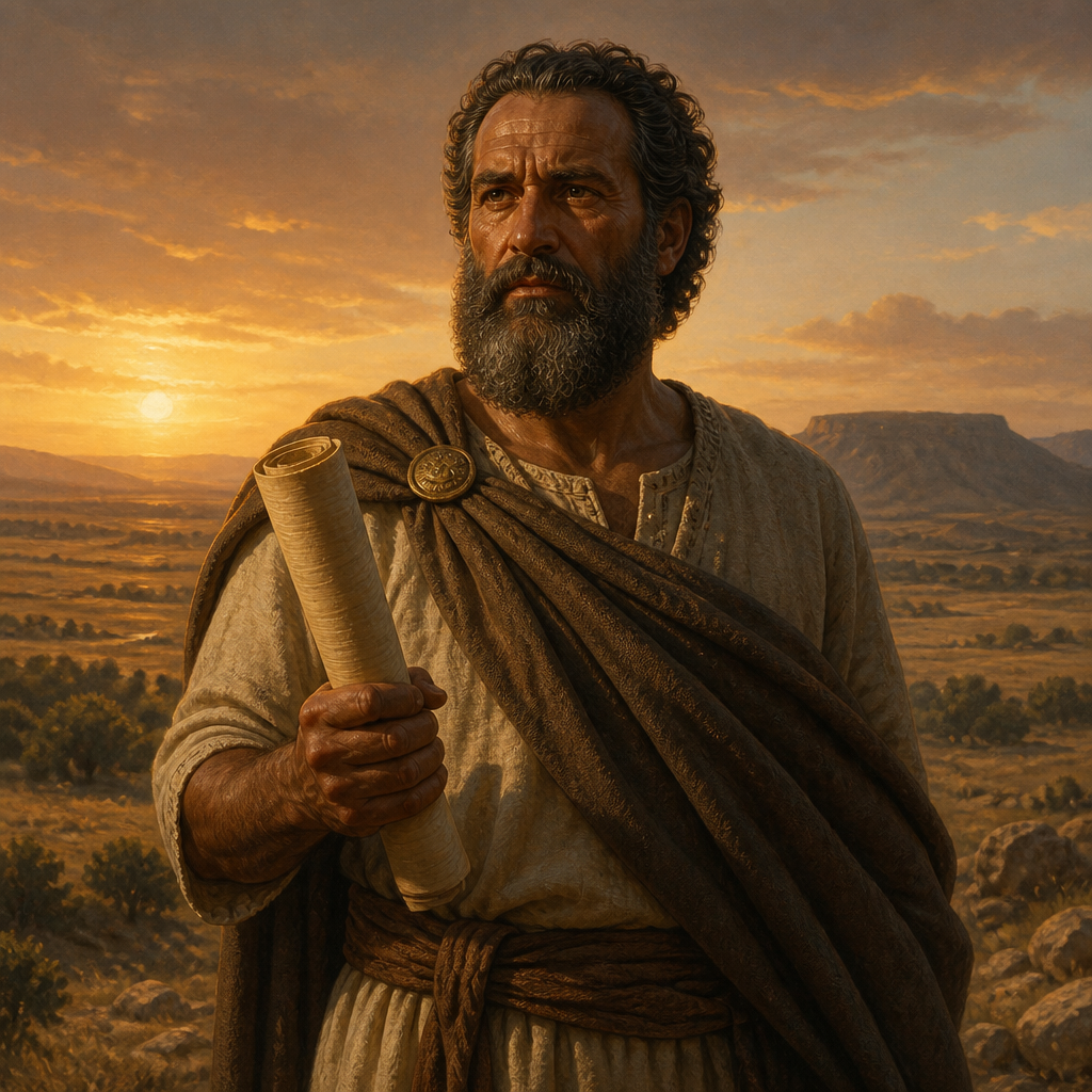 Oil-painting style portrait of Jacan, Gadite family leader mentioned in the genealogies of 1 Chronicles