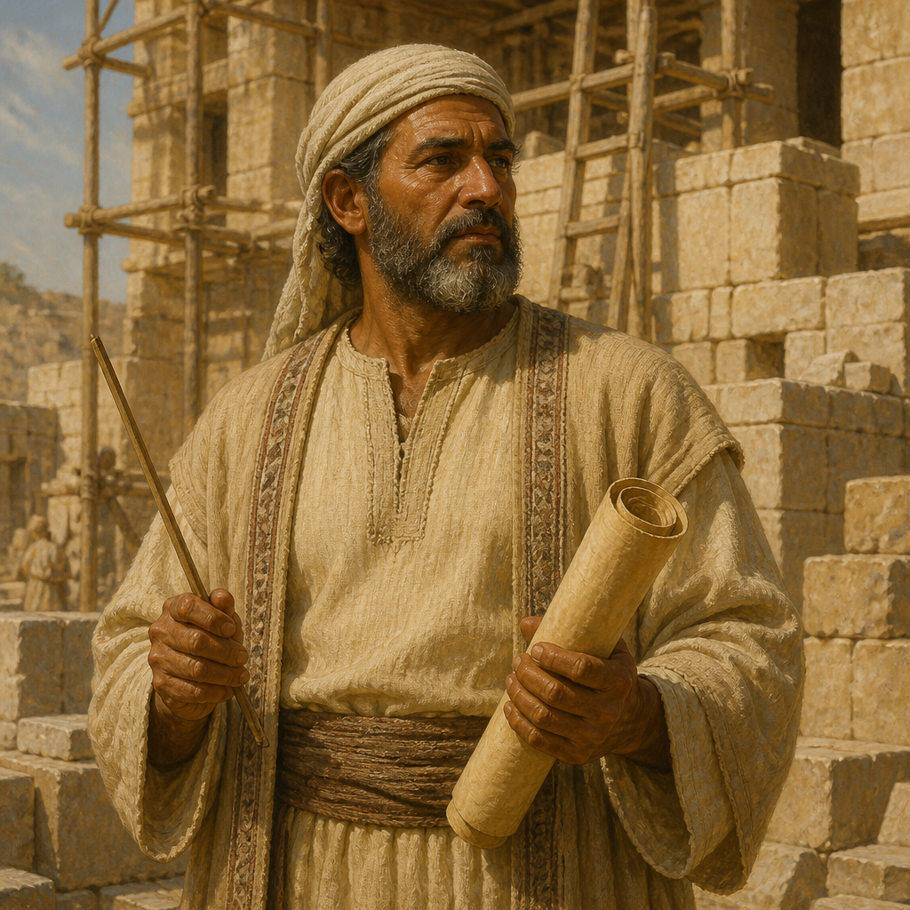 Oil-painting style portrait of Jahath, Merarite Overseer, Levite who faithfully oversaw the Temple repairs under King Josiah