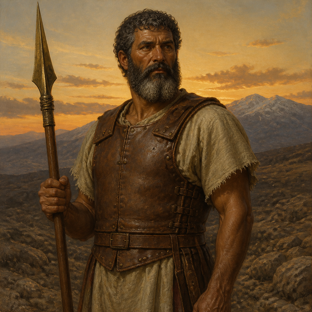 Oil-painting style portrait of Jahdiel, Mighty man of valor and head of a family in the tribe of Manasseh