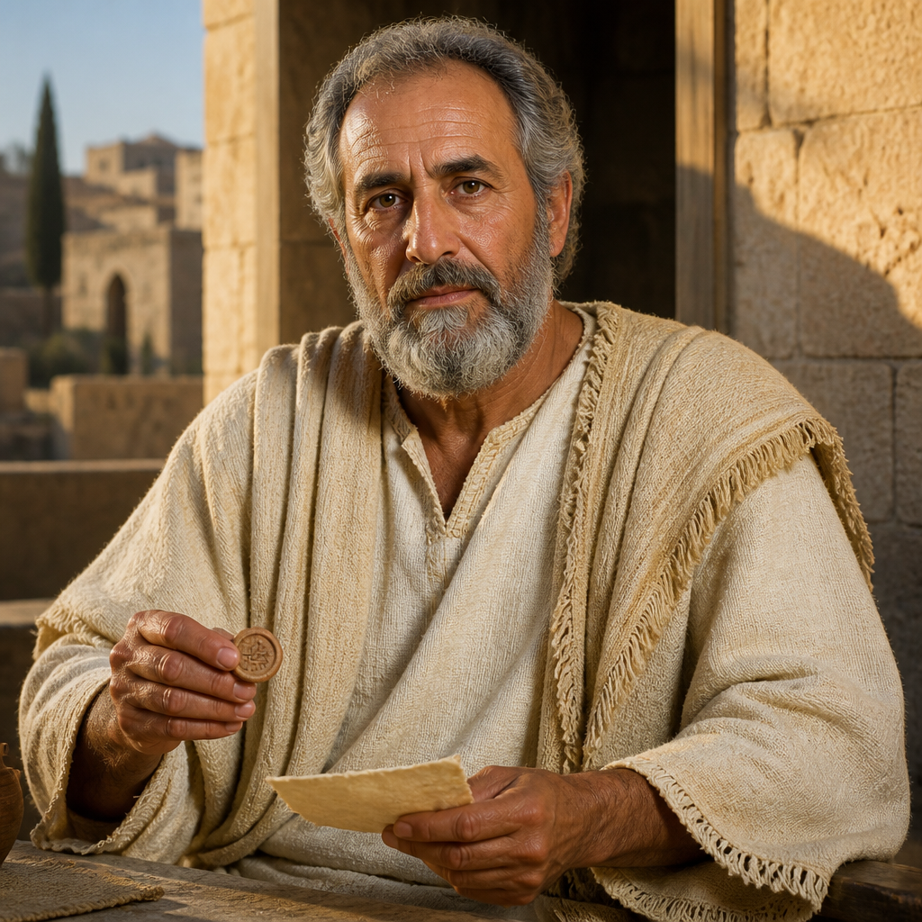 Oil-painting style portrait of Jeberechiah, Father of Zechariah the witness to Isaiah's prophecy