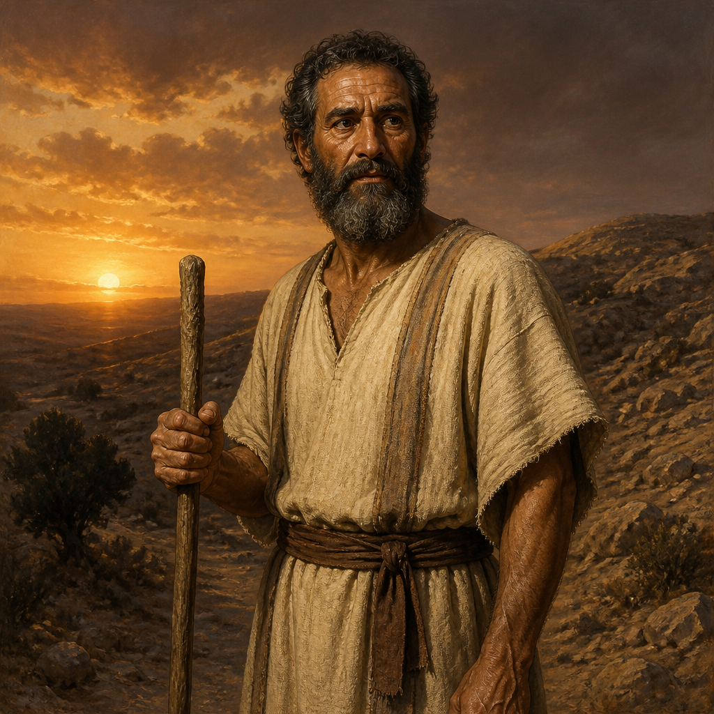 Oil-painting style portrait of Jedaiah, Son of Shimri, ancestor of Ziza the Simeonite prince