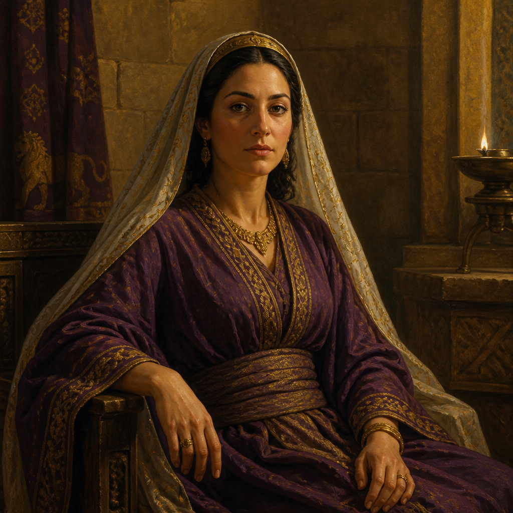 Oil-painting style portrait of Jedidah, Queen Mother of King Josiah and daughter of Adaiah