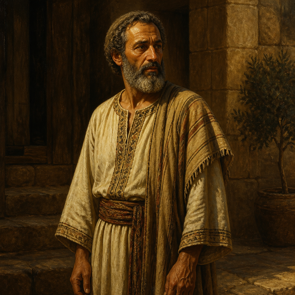 Oil-painting style portrait of Jehallelel, Levite of the Divided Monarchy, Levite of the Merarite clan whose son helped purify the Temple during Hezekiah's reforms