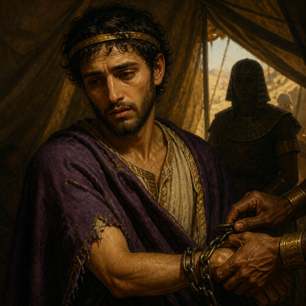 Oil-painting style portrait of Jehoahaz, Son of Josiah, King of Judah who reigned for only three months before being imprisoned in Egypt
