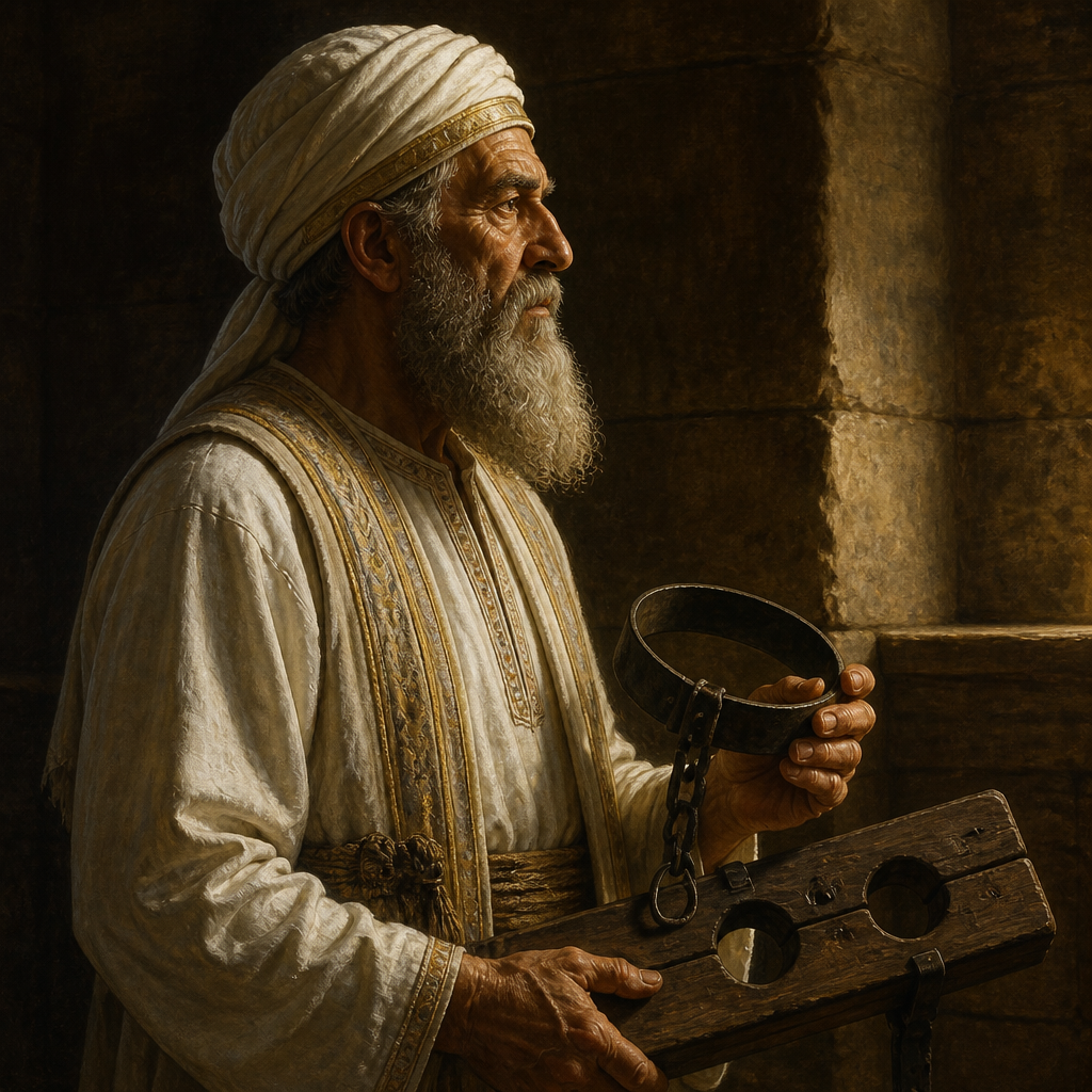 Oil-painting style portrait of Jehoiada, Priest Succeeded by Zephaniah, Priest whose office as chief temple officer was taken by Zephaniah