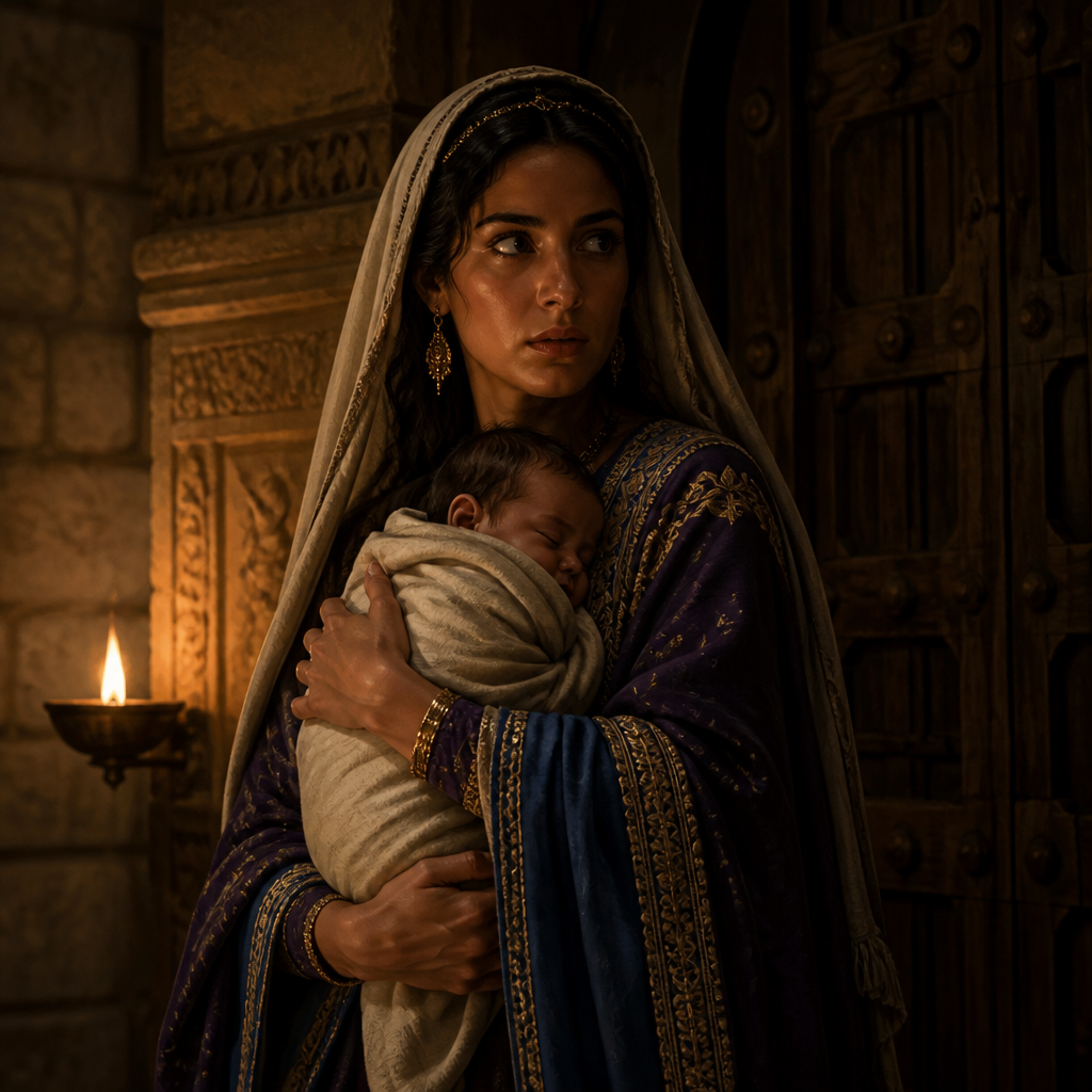 Oil-painting style portrait of Jehosheba, Princess who saved the infant King Joash from execution