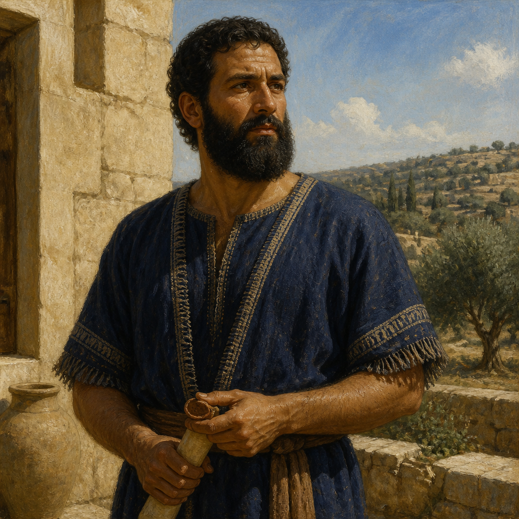 Oil-painting style portrait of Jehu, Son of Obed, Member of the Tribe of Judah recorded in the genealogies of Chronicles