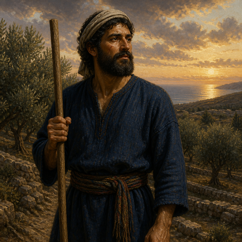 Oil-painting style portrait of Jehubbah, Descendant of Asher listed in the genealogical records of 1 Chronicles