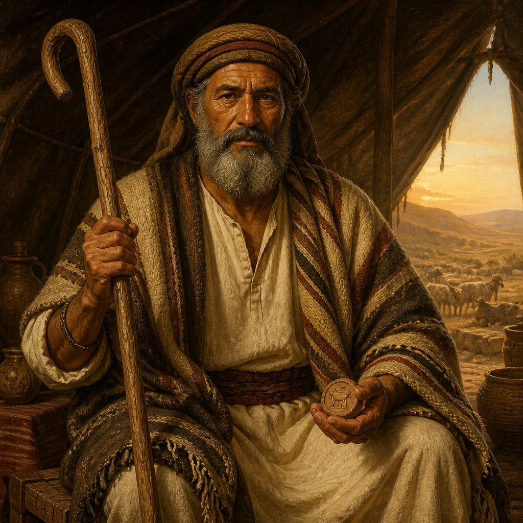 Oil-painting style portrait of Jeiel, Reubenite Chief of the Divided Monarchy, Chief of the tribe of Reuben who is recorded in the genealogical registers during the Divided Monarchy