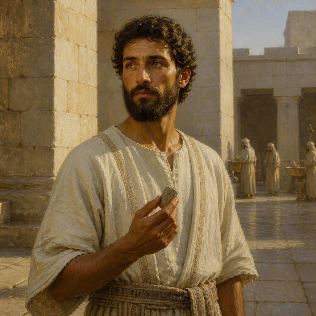 Oil-painting style portrait of Jerahmeel, Son of Kish the Levite, Levite mentioned in the genealogical records of 1 Chronicles as the son of Kish
