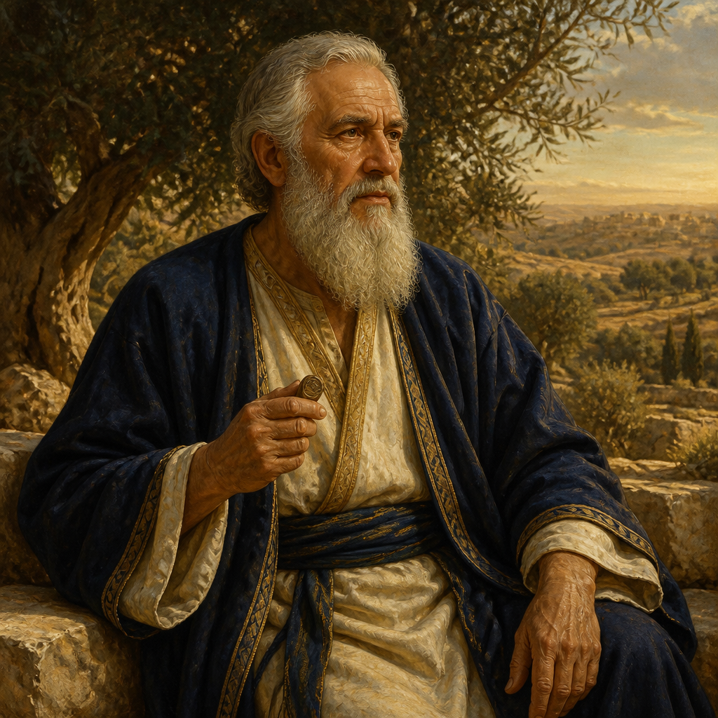 Oil-painting style portrait of Jeremiah of Libnah, father of Queen Hamutal and grandfather of King Zedekiah
