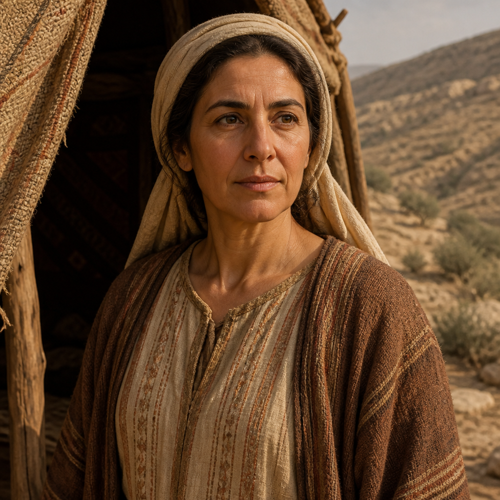 Oil-painting style portrait of Jerioth, Wife of Caleb son of Hezron mentioned in the genealogies of Judah