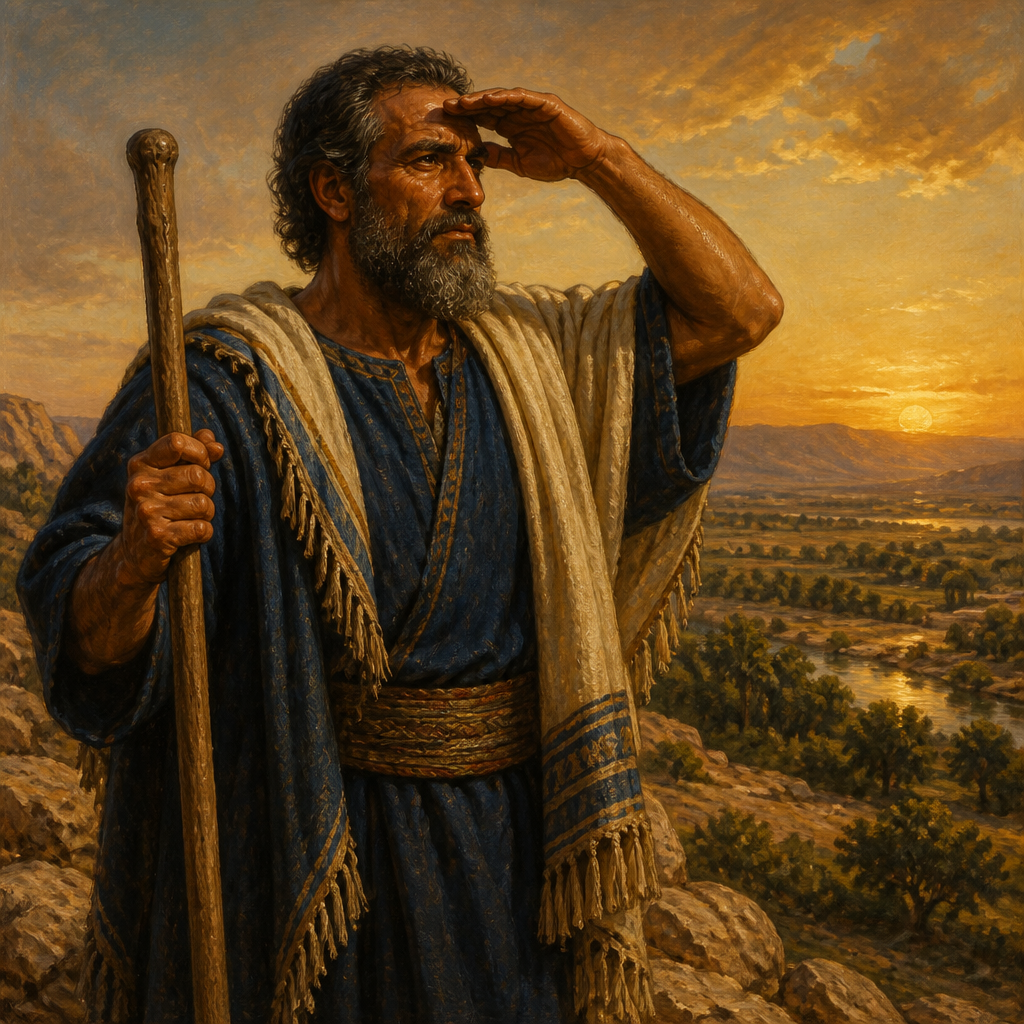 Oil-painting style portrait of Jeshohaiah, Simeonite prince who led a territorial expansion during the reign of King Hezekiah